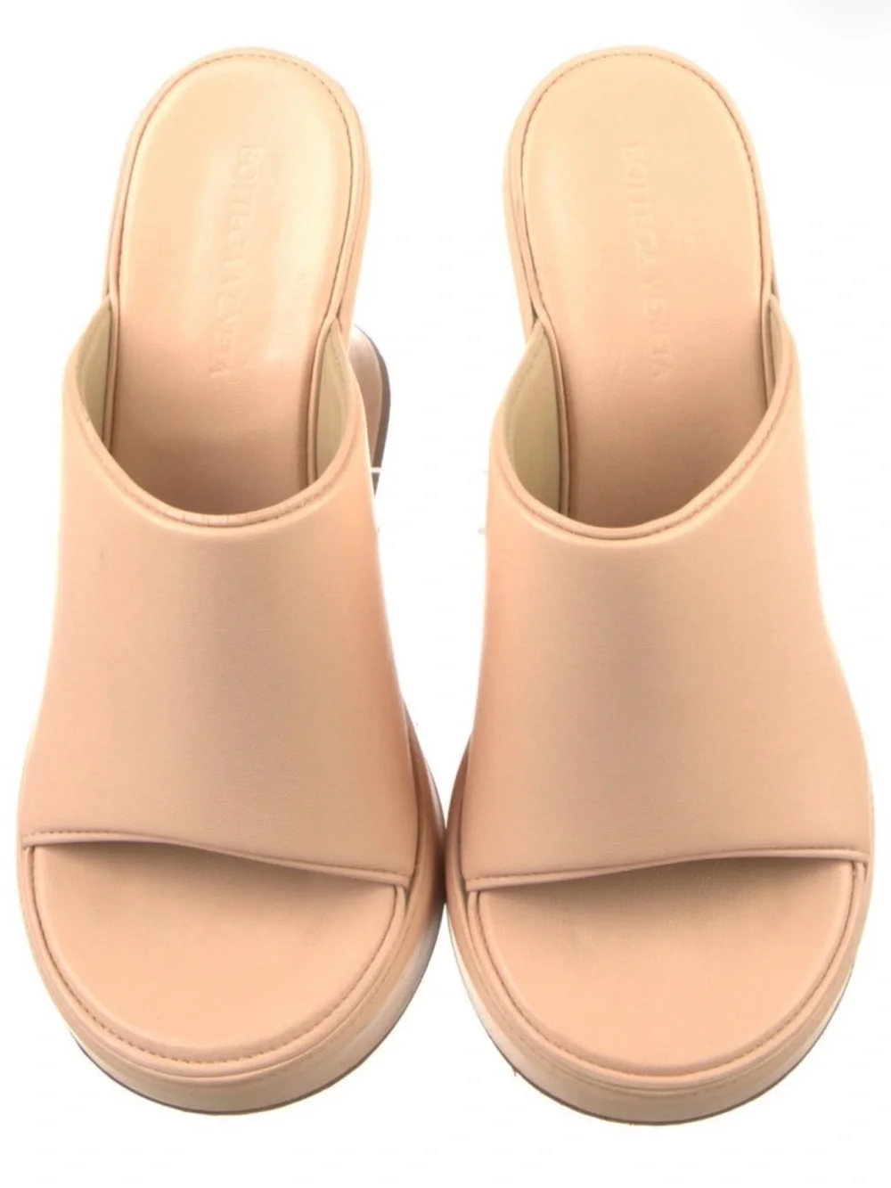 Bottega Veneta Wedge macaroon blush Pink Platform Mule Heels 37.5